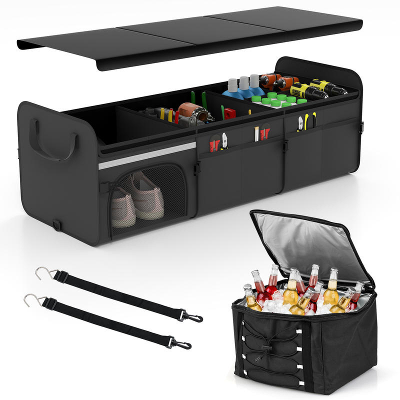 Car Organizer - 18갤런 자동차 트렁크 정리함(뚜껑 포함) 3칸