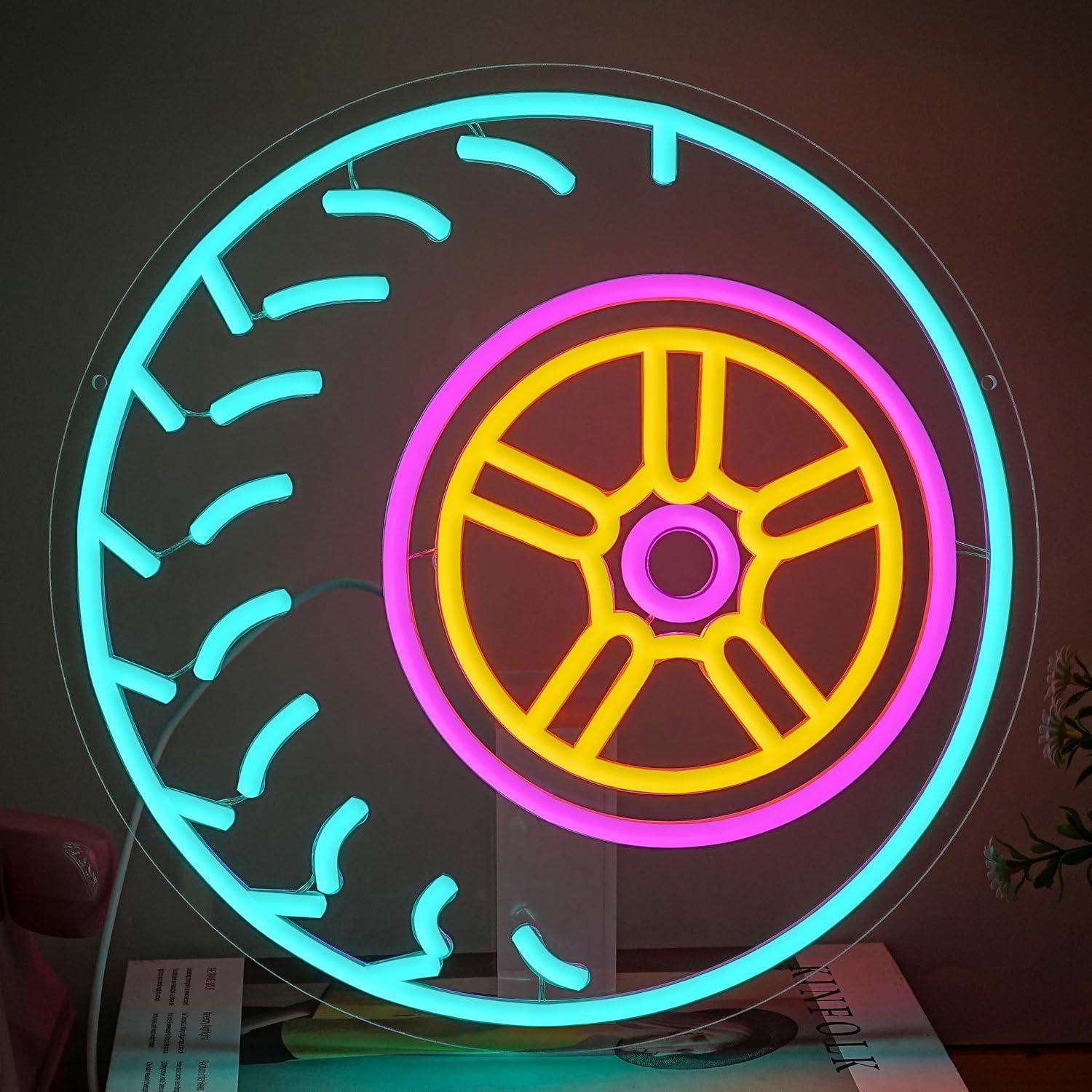 Car Led Light - 자동차 타이어 모양의 네온사인, 휠 모양